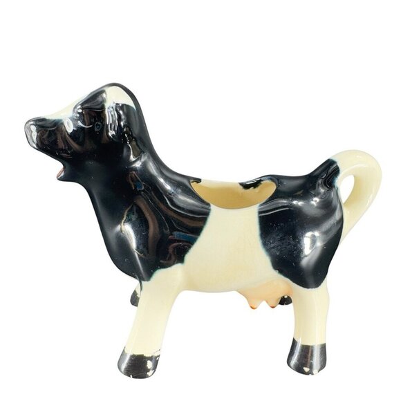 Vintage Cow Creamer Black and White Ceramic Mug Whimsical Houseware Decor VTG - Picture 1 of 14